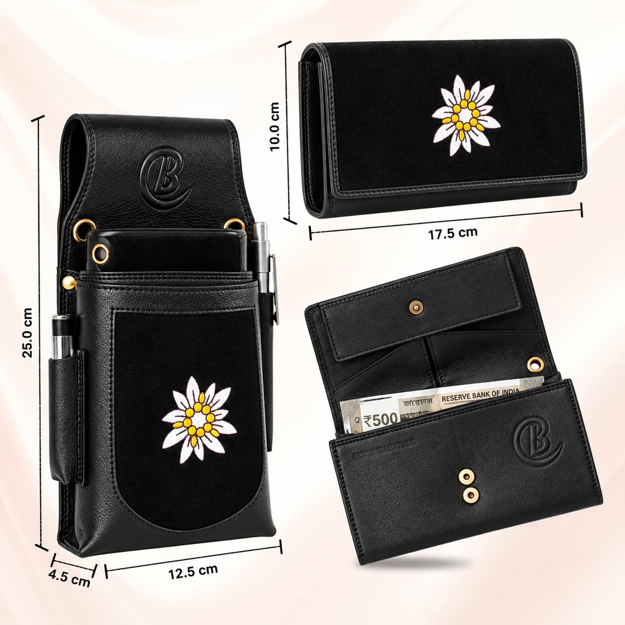 Bianci Juego de cartera de camarero con funda para camarero con compartimento para monedas, compartimentos para billetes y soporte para bolígrafos, monedero de servicio con riñonera para gastronomía y