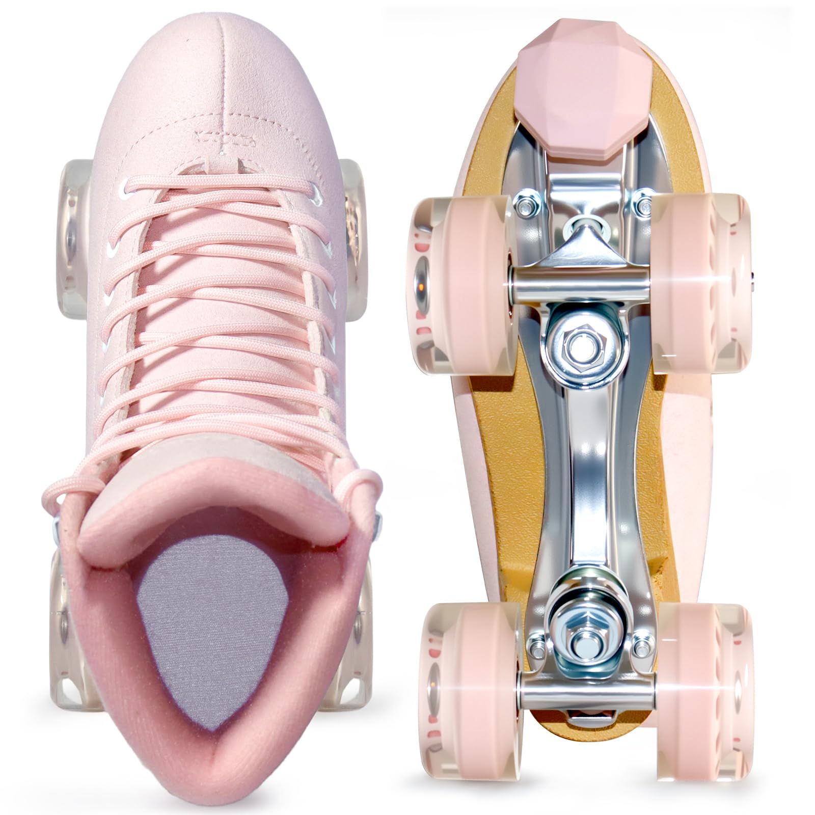 Rollschuhe für Damen oder Herren, mit höhenverstellbaren Gummistoppern, Retro-Wildleder, Quad-Rollschuhe für drinnen und draußen