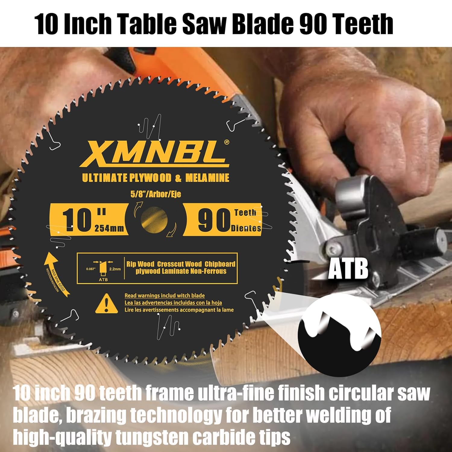 10 Inch Table Saw Blade 90 Teeth,10 Inch Thin Kerf Finishing Saw Blade,Replacement for Diablo D1090X Table Blade,for Cutting Hardwood,Softwood,Veneer Plywood and Other Woods,90 ATB,Shaft 5/8 Arbor