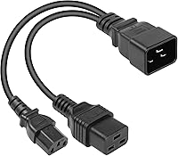 Vista 1 de SinLoon Cable de alimentación IEC 320 C20 a C13+C19, C20 macho a C13+C19 Y adaptador divisor Cable de alimentación para impresora de computadora