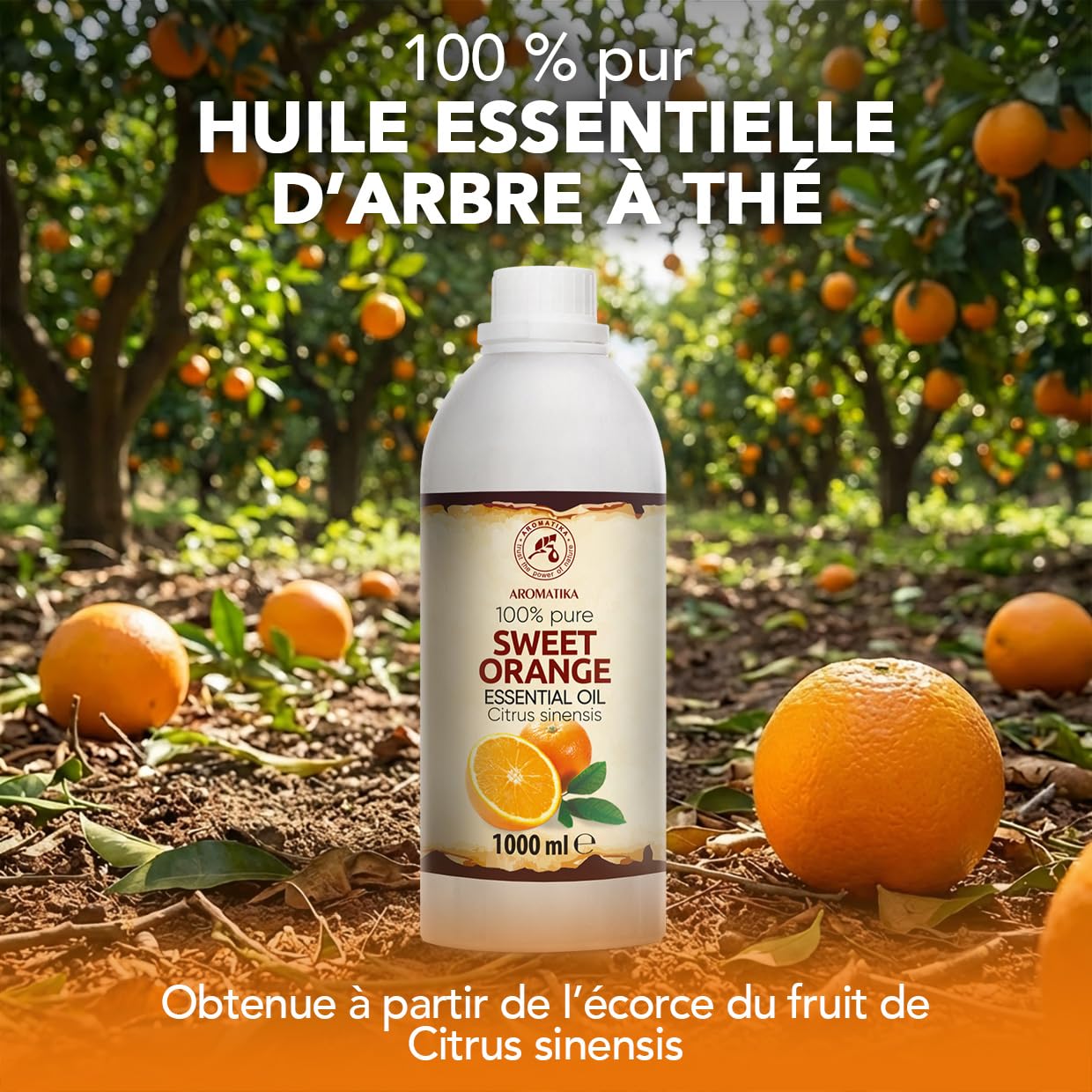 Huile Essentielle D'orange Douce 1000 ml - Citrus Sinensis - Huile d’orange pour Diffuseur et Lampe Aroma - le Savon et les Bougies - Sauna - Parfums d'Intérieur - Arôme d'agrumes - Aromathérapie