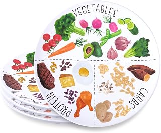 10'' Portion Control Plate for Balanced Eating - Healthy Nutrition Plate for Adults and Teens - Melamine Dividers, Weight Loss, Diabetes Plate (4 Pack)