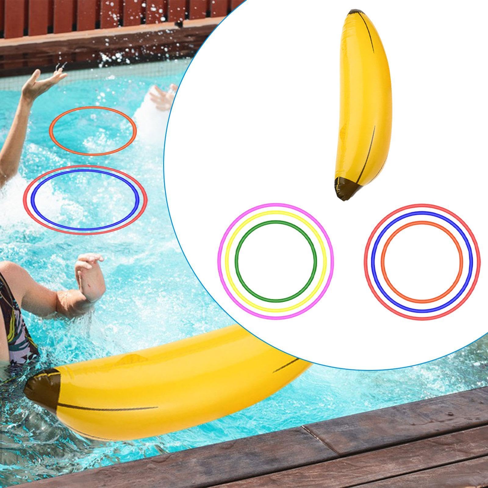 Fancyes Inflatable Banana Ring Toss Game Bachelorette Party Decorative Decoration Tossing Game for Bridal Shower Birthday Lawn, 1 Inflatable Banana