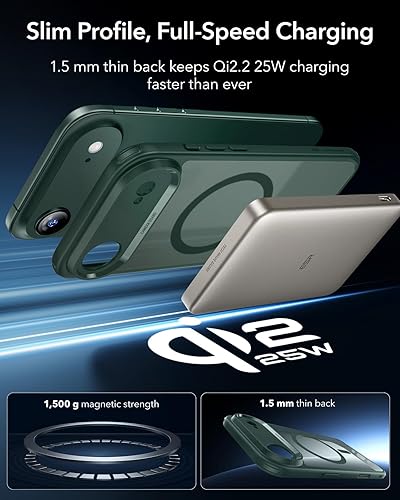 Vista 440 de ESR Funda para iPhone 15 Pro Max, compatible con MagSafe, de grado militar, negro transparente