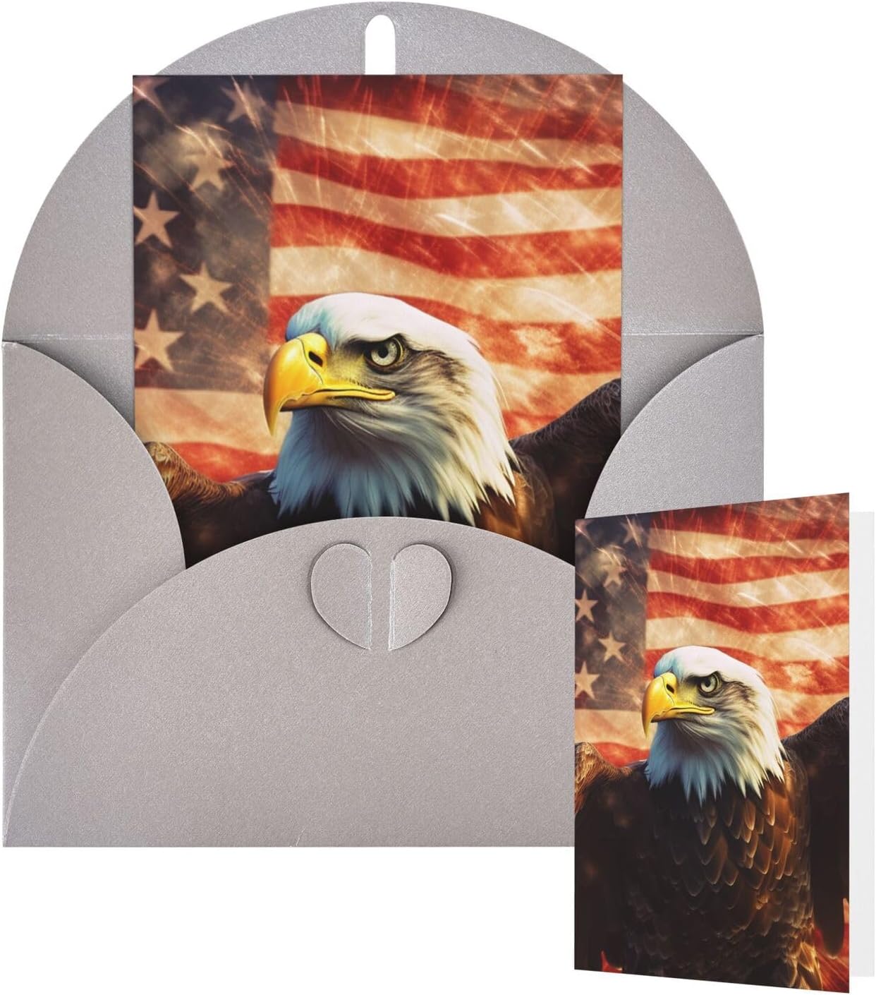 Thinking of You Cards with Envelopes Greetings Card American Flag Fire Eagle Blank Cards for All Occasions Birthday Thank You Note Card for Wedding Invitations Valentine's Day 10 X 15 CM