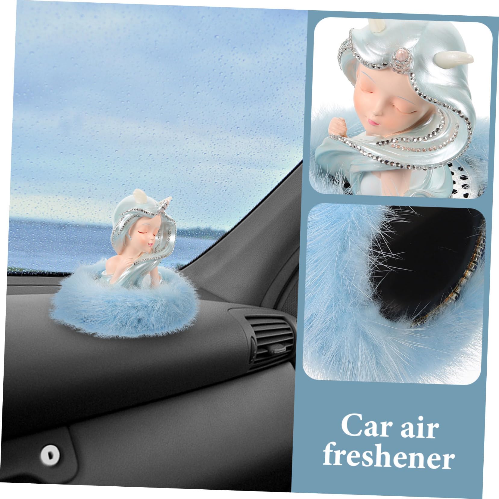 Ornamento Deodorante per Auto Angelo in Resina e Fibra | Base Stabile Inclusa, Decorazione per Abitacolo, Facile da Mantenere, Aroma Duraturo