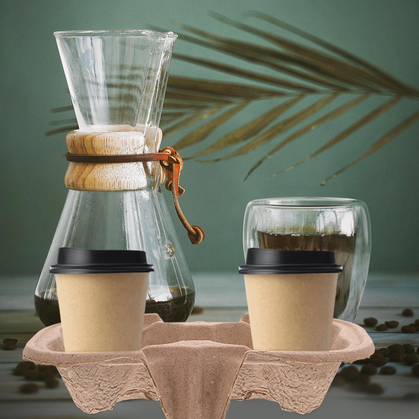 MAGICLULU Porte-Gobelet À Emporter 50 Pièces Plateau Porte-Boissons Jetable en Pâte À Papier Support Gobelets À Emporter pour 2 Tasses Livraison De Boissons Restaurants Pique-Niques