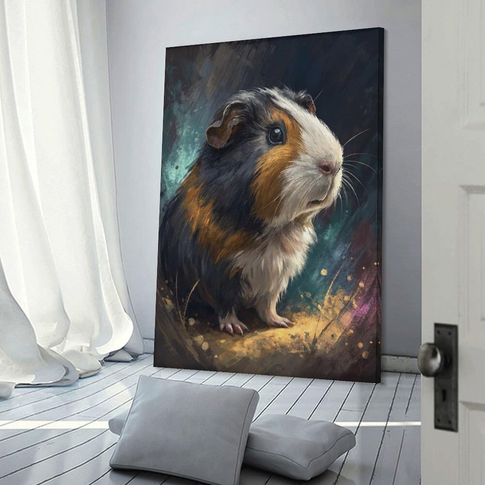 Junmoney Guinea Pig Portrait Room Decor Wall Art 24x36inch(60x90cm), for Bedroom, Guest Room Or Reading Nook, An Easy Wall Refresh for Bedrooms