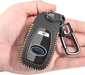 For Ram Key Fob Cover With Keychain Leather Remote Car Smart Key Case Gray