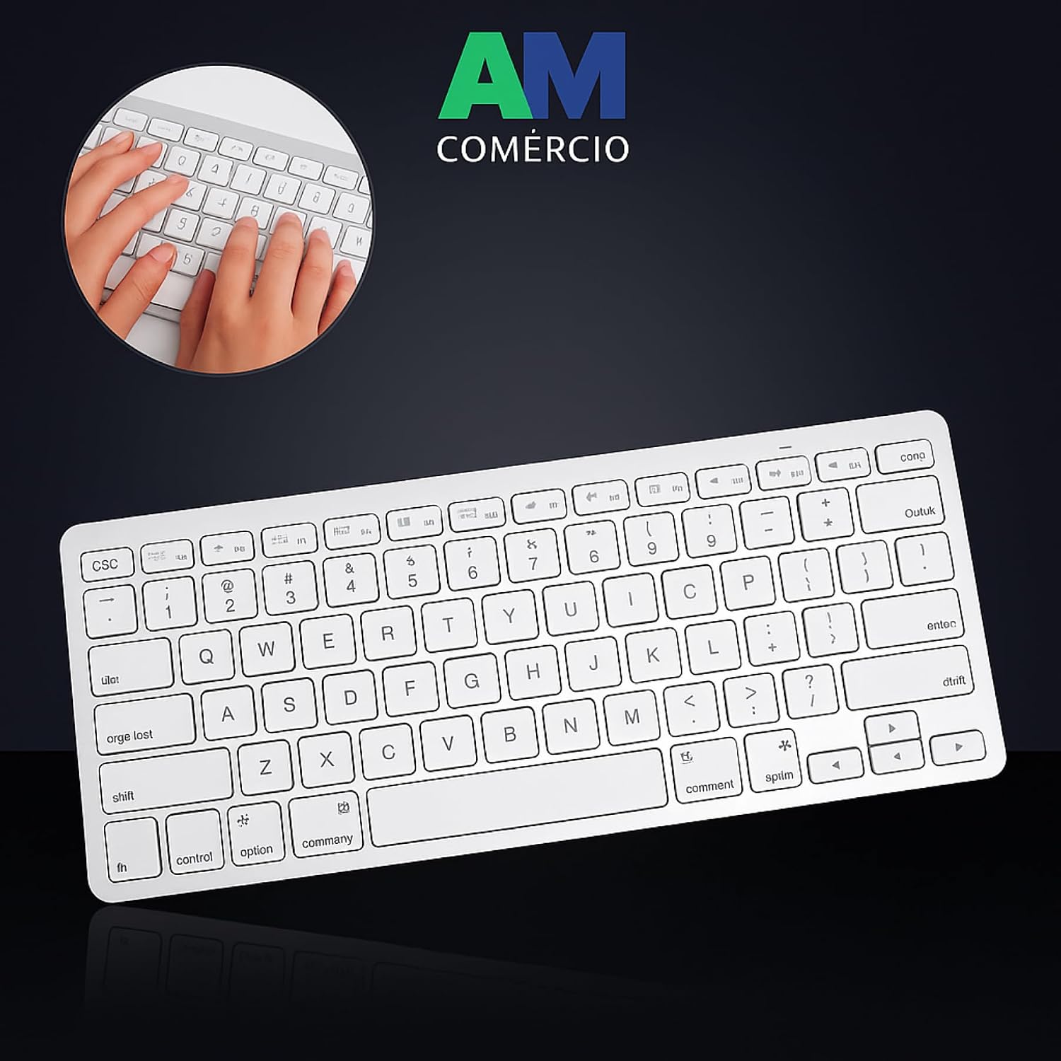 Teclado Bluetooth Ultra Fino Sem Fio – Com Tecla Ç e Command, Compatível com Notebook, Tablet, PC e Celular