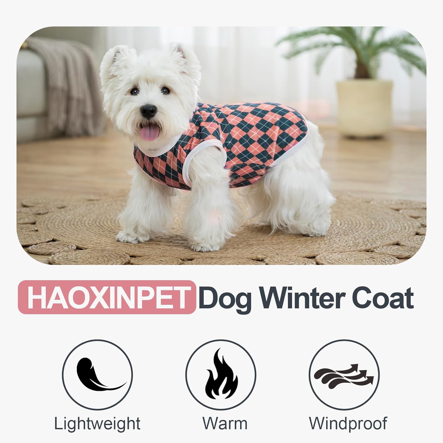 Dog Winter Colthes for Small Medium Large Dogs, Pullover Warm Fleece Vest Sweatshirt, Plaid Thermal Doggy Sweater, Stretchy Puppy Cold Weather Coats