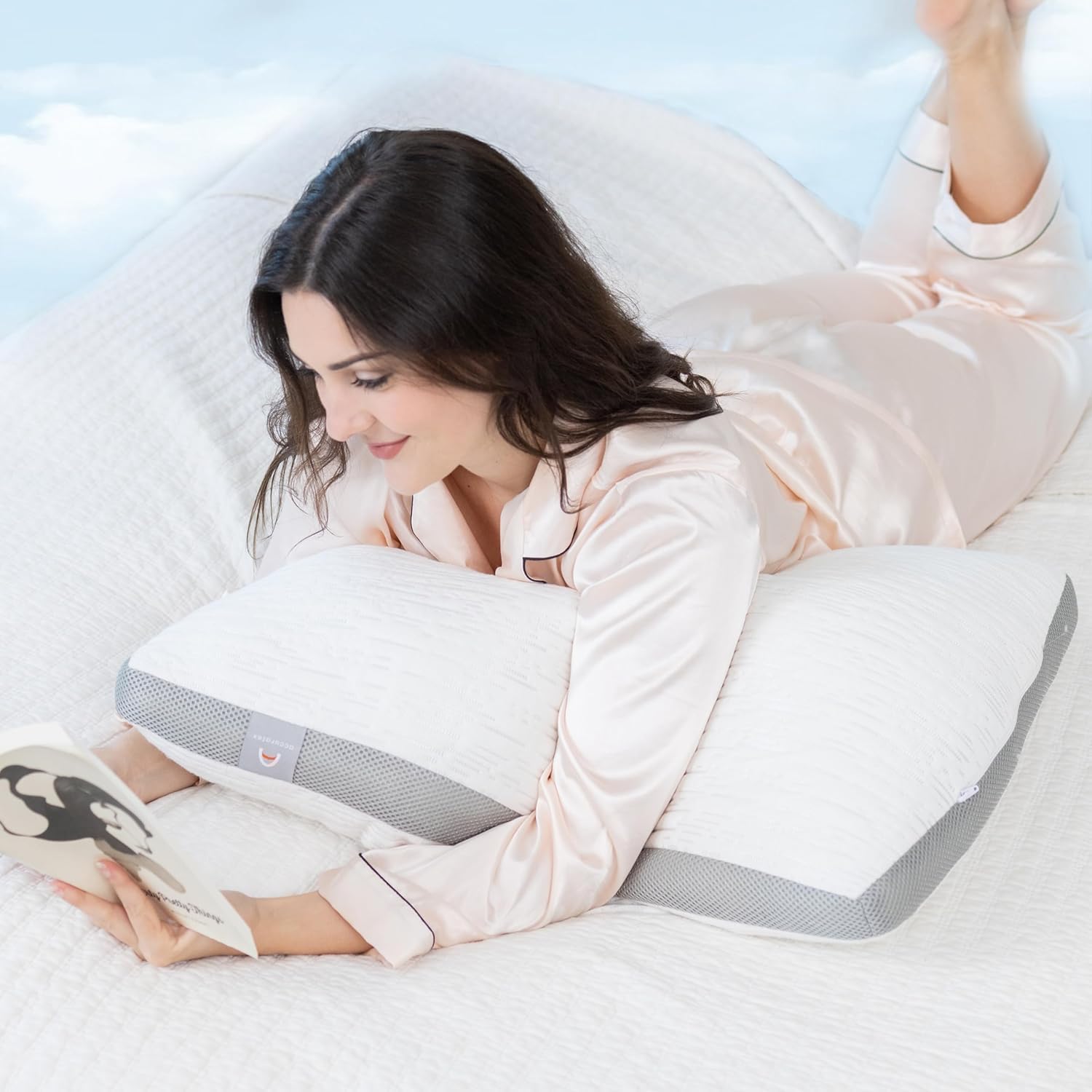 ACCURATEX Almohadas de bambú 40×60 cm, Juego de 2, Almohadas Ajustables con Espuma viscoelástica triturada y Relleno Mullido de plumón sintético, Gris