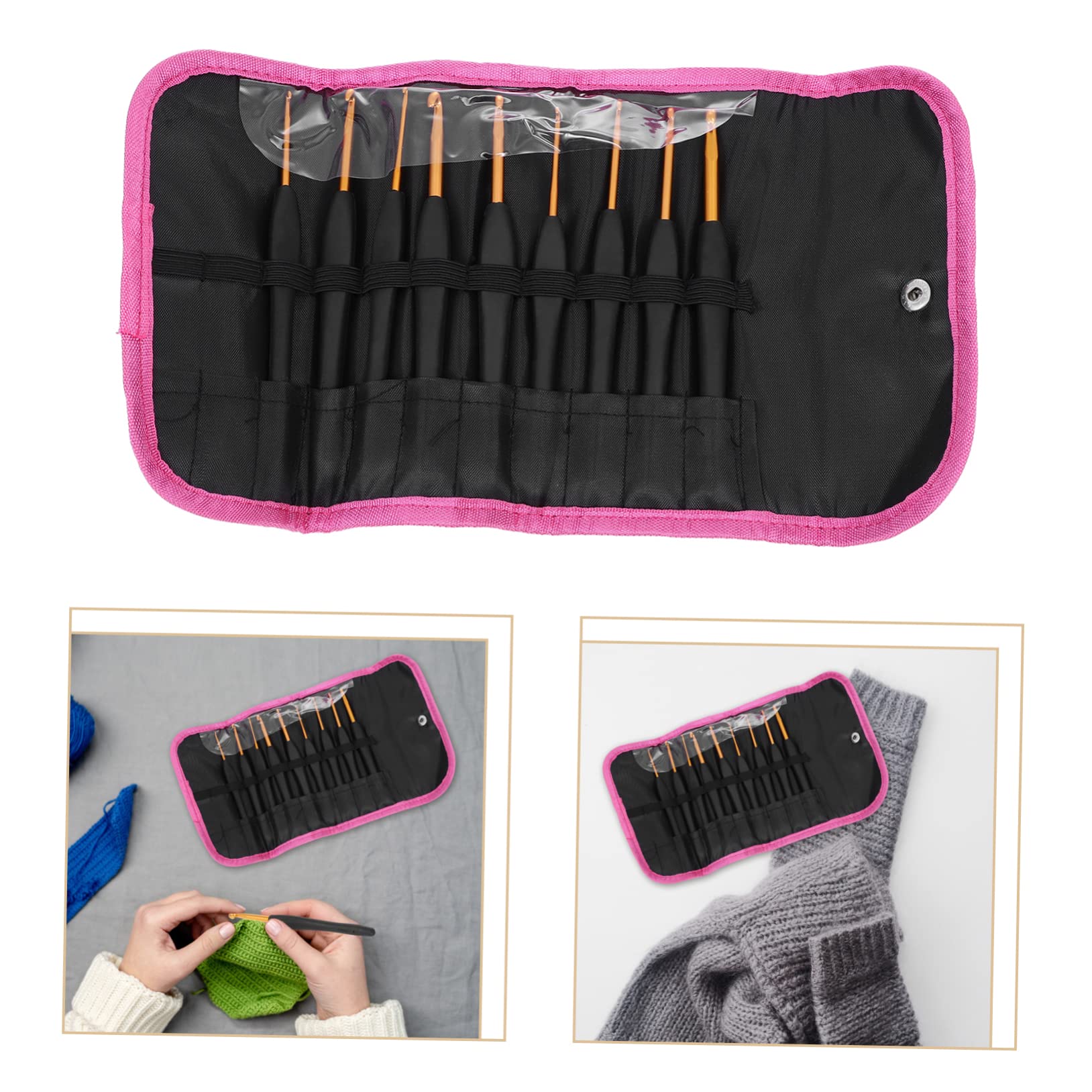 3 Juegos ganchillo negro pañuelos fular hat agujas ganchillo calcetines de knitting puntada patas enhebrador tejeduría manos agujas de coser de aluminio suéter crochet agujas