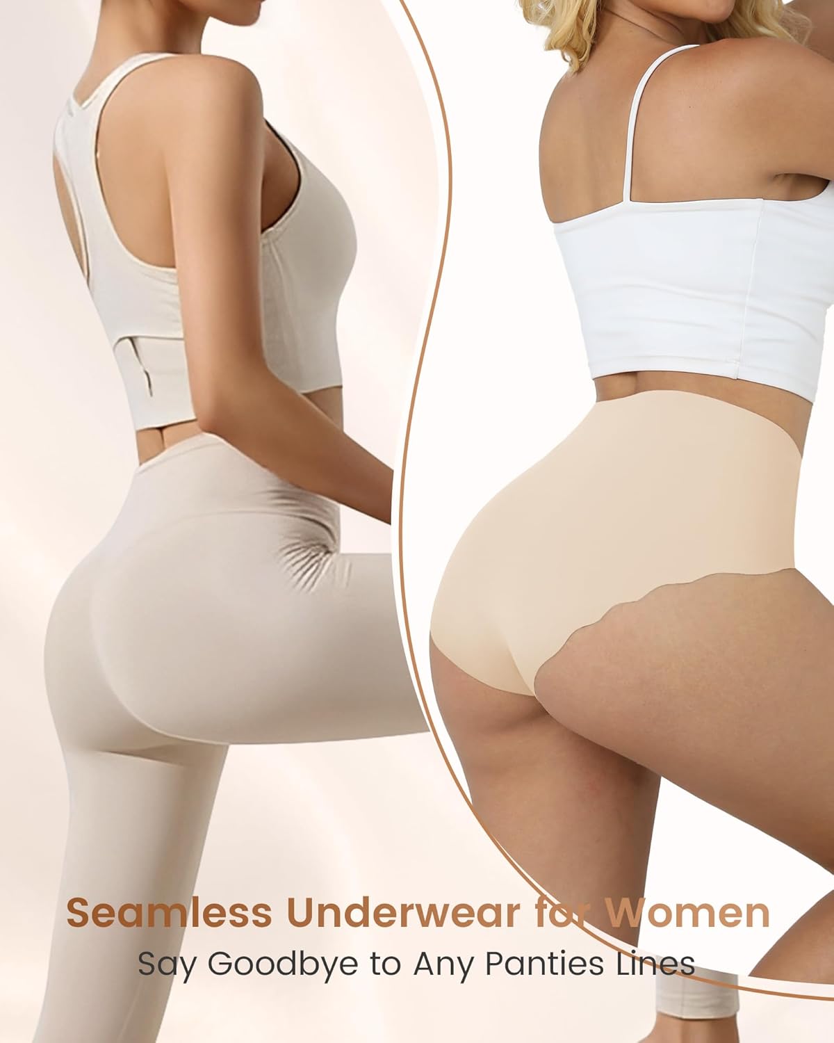 Cevapro Womens Underwear Seamless High Waisted Tummy Control Briefs No Show Full Coverage Wave Edge Ladies Panties 6 Pack - Image 2