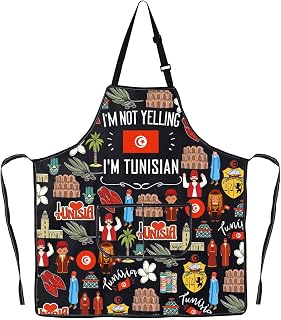 G2TUP Tunisian Kitchen Apron Tunisia Souvenir Gift Tunisia Cooking Apron Tunisia Flag Apron I'm Not Yelling I'm Tunisian Gift