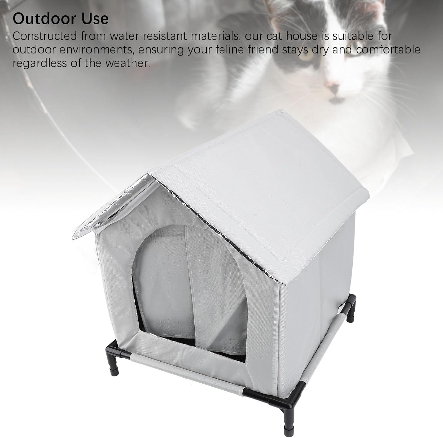 Outdoor Cat House Winter Warm Water Rainproof Large Space All Seasons Universal Enclosed Tent Insulated Shelter for Stray Cat Outdoor Cat House (G)