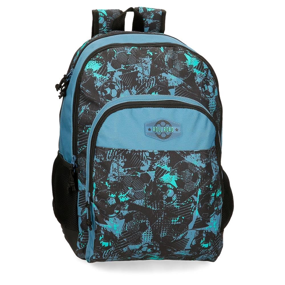 ROLL ROAD Soccer Mochila Escolar Adaptable a Carro Negro 33x44x17 cms Poliéster 24,68L