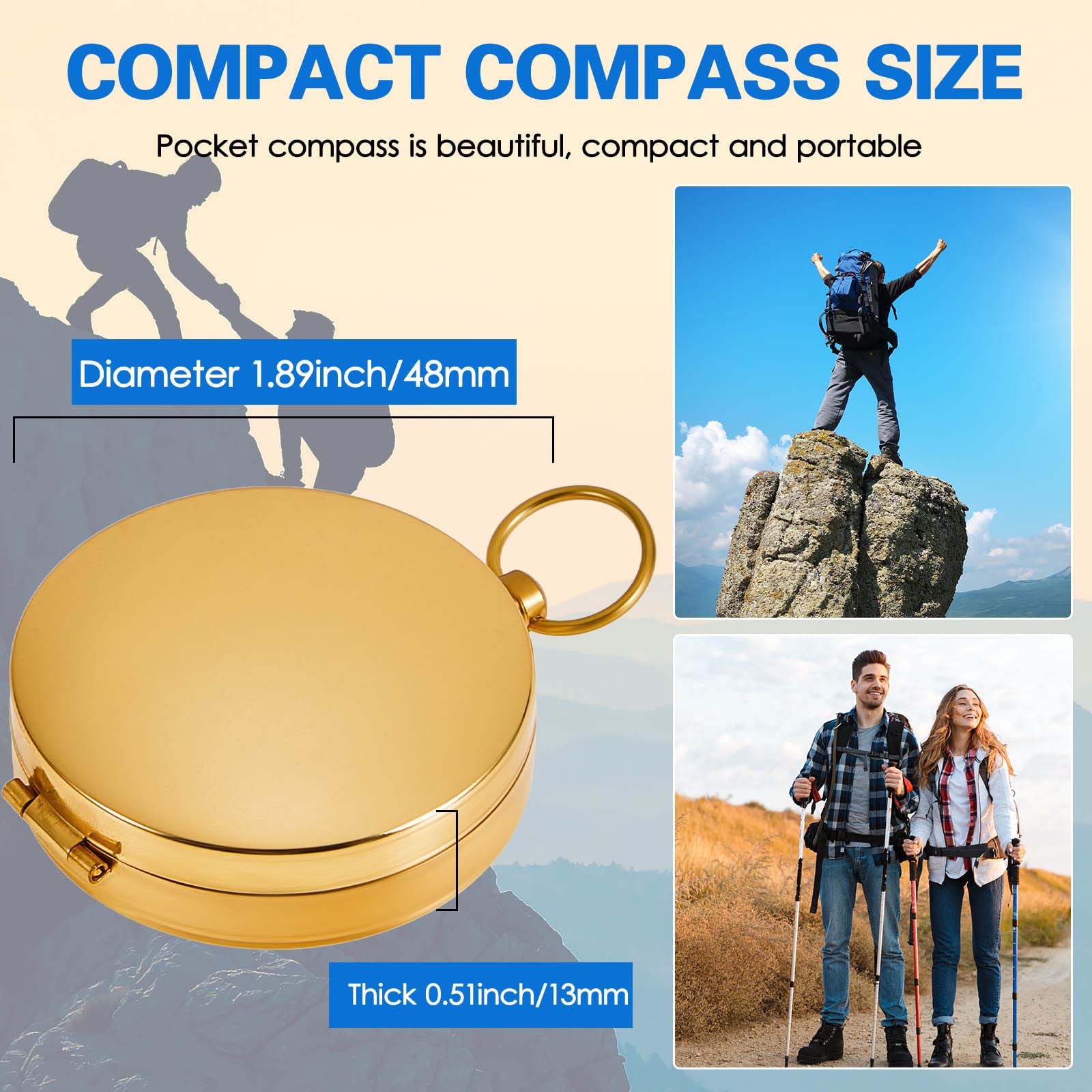 Lot de 12 boussoles de poche phosphorescentes pour enfants - Petite boussole militaire en métal - Outil de navigation militaire pour la survie, la randonnée, le camping, la chasse, l'escalade