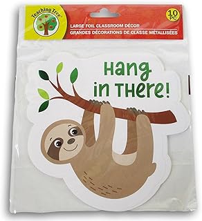 Foil Sloth 'Hang in There!' Classroom Decor Paper Cut-Outs - 10 Count