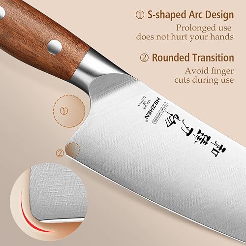 Miniatura 5 de HEZHEN Juego de cuchillos de cocina de 5 piezas, acero inoxidable alemán de alto carbono ultra afilado para chef Santoku, juego de cuchillos de