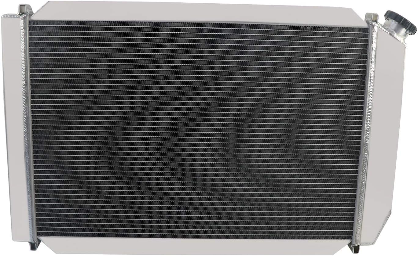 ALLOYWORKS 2 Row Core Aluminum Radiator Shroud Fan For 1979-1993 Ford Mustang Fox Body GT/LX 1980-1987 Cougar 5.0L V8 MT