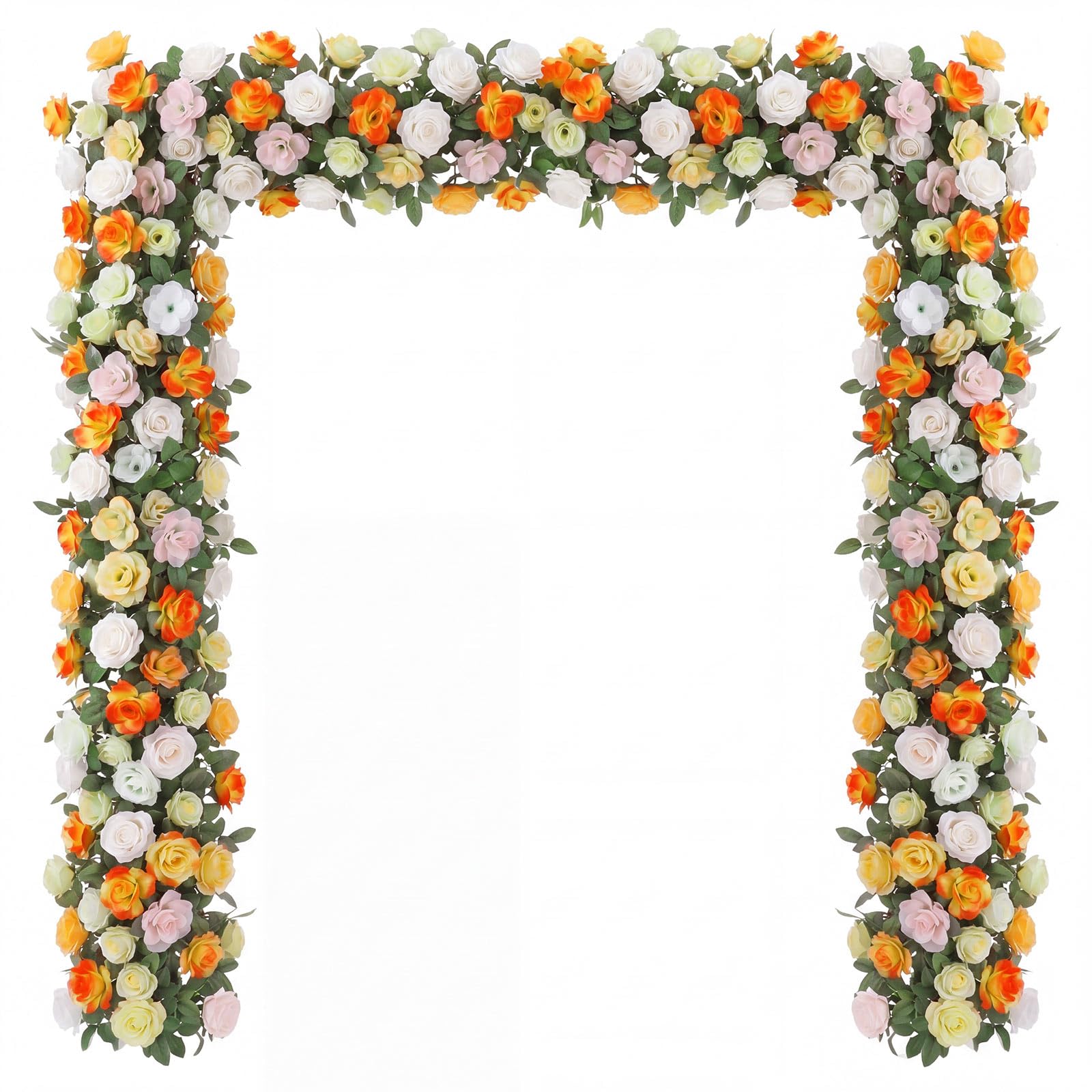 Photo 1 of Suncalla 16 Pack Artificial Rose Flower Garland 7.87Ft Silk Flocked Rose Garland Fake Peony Flower Vine for Wedding Party Table Centerpiece Arch Background Decoration(White, Pink, Champagne)