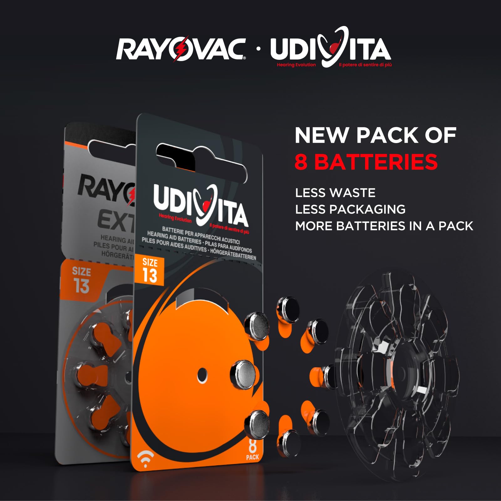 240 Batterie per Apparecchi Acustici Misura 13 PR48 (Arancioni) con Phono Pulse Technology - 240 Pile: 160 Udivita + 80 Rayovac