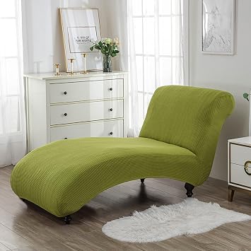 Stretch Chaise Lounge Cover Indoor, Armless Chaise Chair Slipcover Furniture Protector Chaise Slipcover for Living Room Machine Washable (Black)