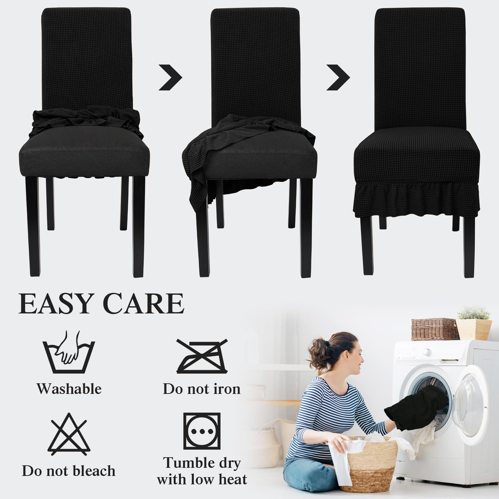 Coprisedia Elasticizzati Con Gonna A Balze, Set Da 4 – Plaid Per Cucina E Sala Da Pranzo