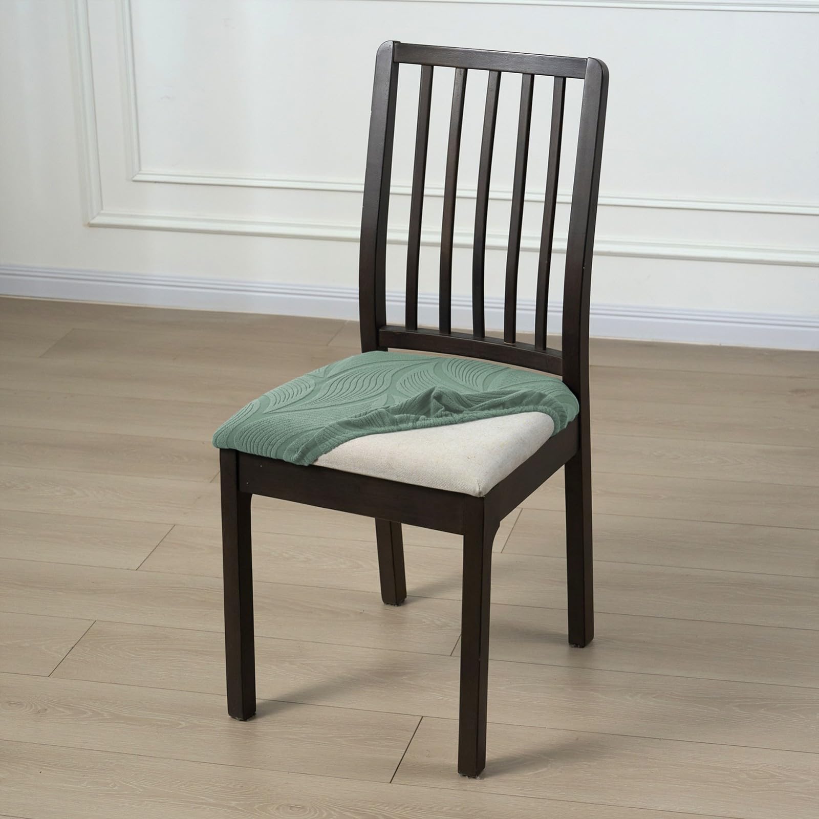 Coprisedie per Sedie da Pranzo Set da 2/4/6,Copricuscini Sedili Sedia da Pranzo in Tessuto Jacquard Elasticizzato Lavabile,per Cucina Ristorante Hotel(Pea Green,6Pcs)
