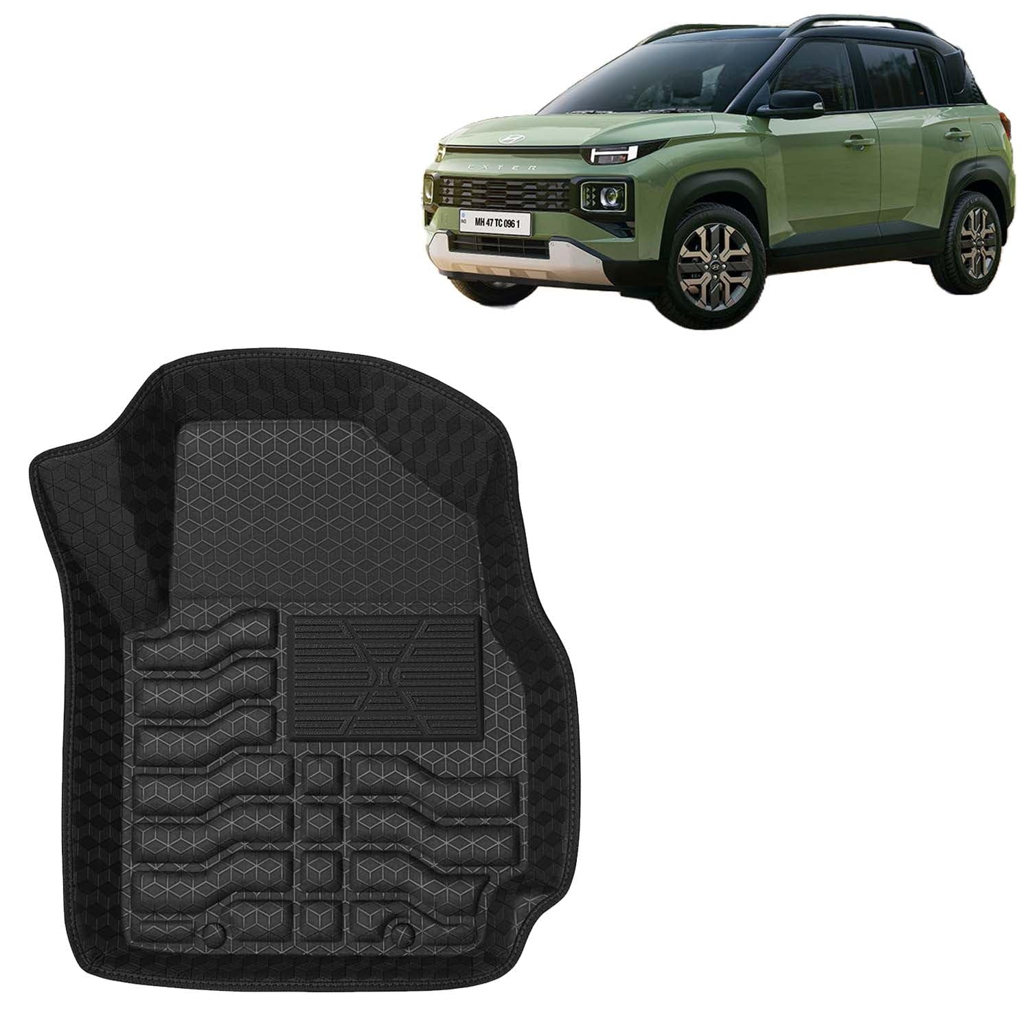 Kingsway Accessories Premium 4.5D Car Floor Mats Only Compatible with Hyundai Exter Year 2023 Onwards All Model, Set of 3 Pcs, 100% Waterproof Tray Shape PVC 4.5D Car Foot Mats, Black-image-28