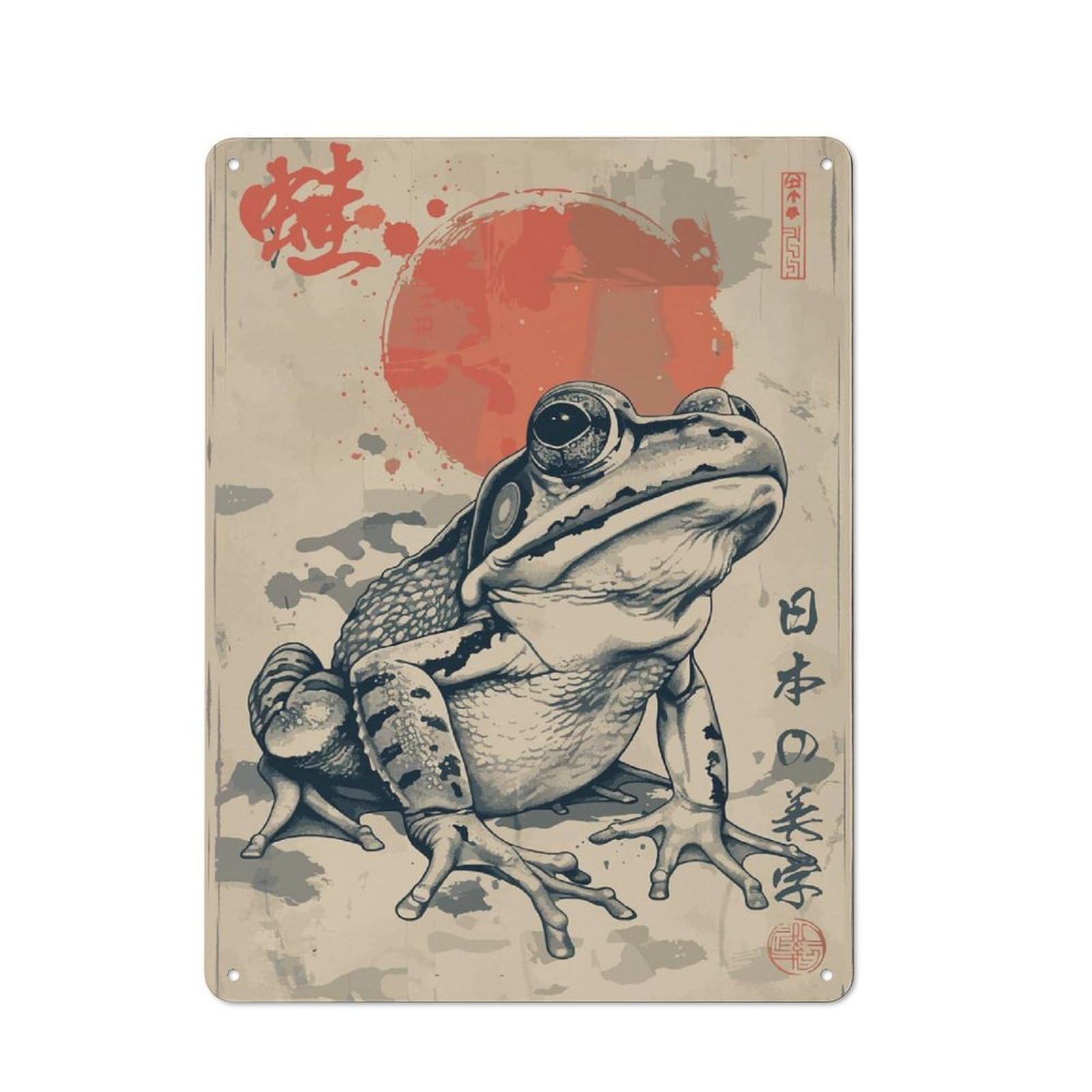 Junmoney Style-13 Retro Japanese Cottagecore Frog Metal Gift Sign 40X30cm, Home Wall Decor For Flat, Dorm Room, Lounge Or Cafe