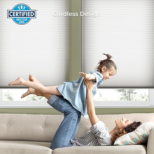 Miniatura 6 de Persianas celulares sin cordones con filtro de luz para ventanas, 23 pulgadas de ancho x 72 pulgadas de largo, color gris, más de 500 tamaños