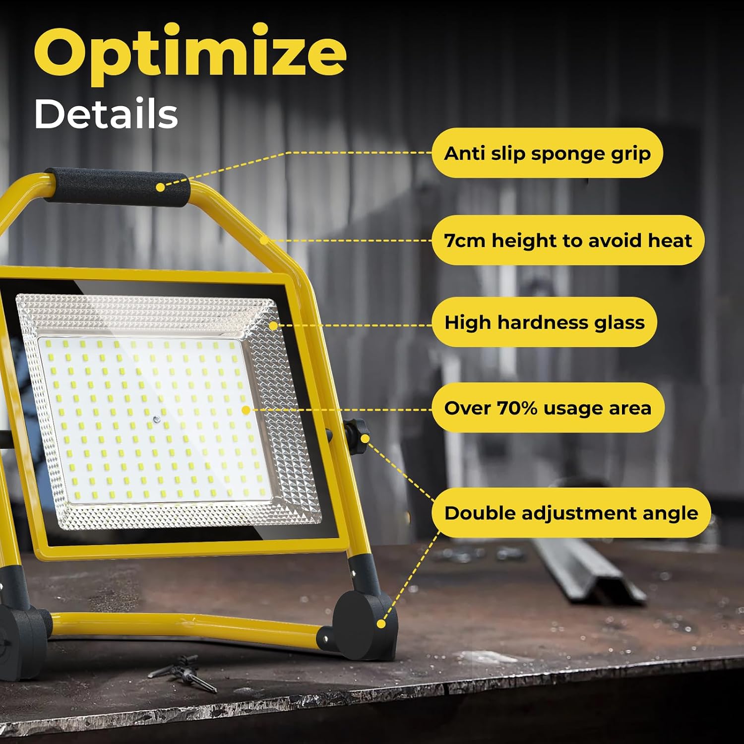 Portable 8400 Lumen LED Work Light, 16FT Cord, Waterproof, Adjustable Stand Ideal for Indoor/Outdoor Workshops, Garages and Construction Sites