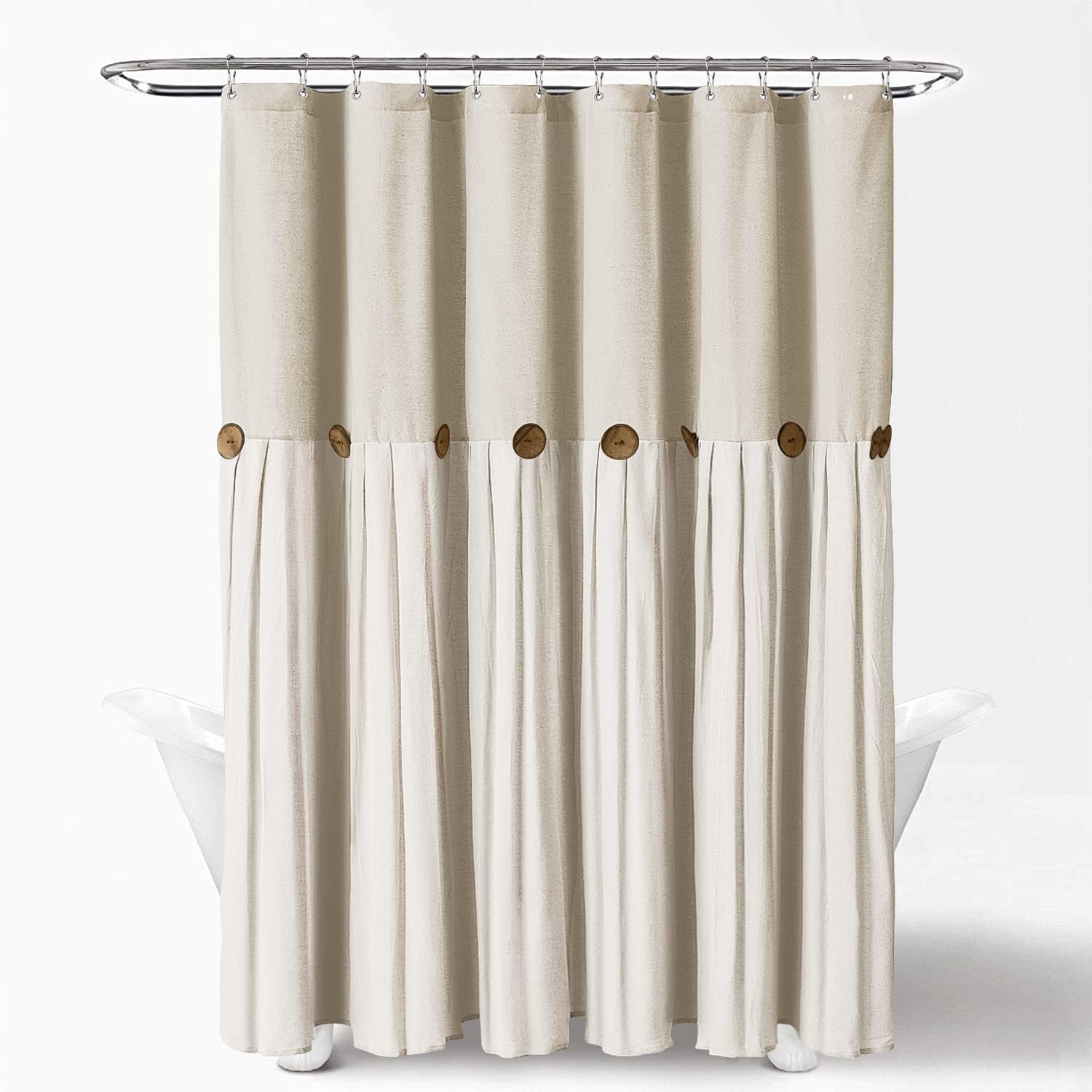 Nuovo arrivo bianco Patchwork tenda da doccia in lino tenda da doccia biancheria