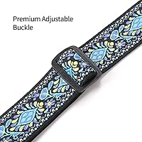 Vista 5 de Eyeshot Ukulele Strap No Drill, Adjustable Double J Hook Clip on Uke Shoulder Strap, Hawaiian Jacquard Blue Flower Hands Free Ukelele Strap, Easy to