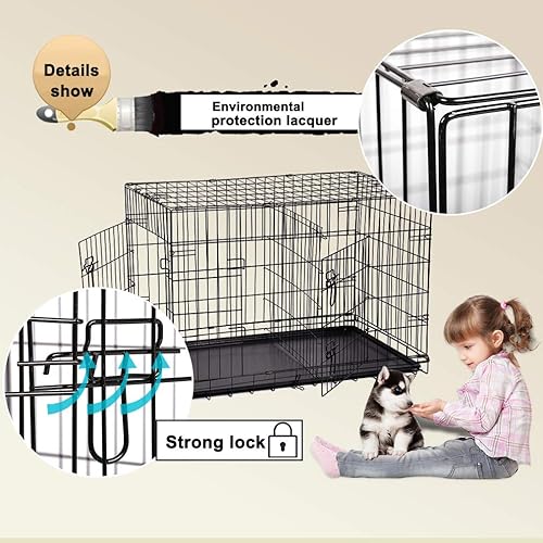 Miniatura 6 de BestPet Jaulas de perro de 24 30 36 42 y 48 pulgadas para perros grandes plegables de alambre mental para perros al aire libre e interior jaula para