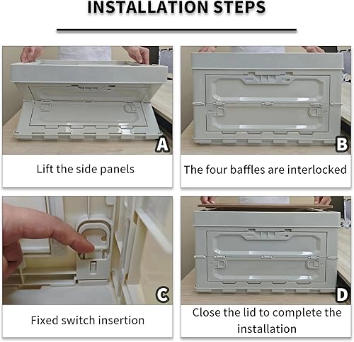 Miniatura 7 de SHCBTRC Caja de almacenamiento plegable con cubierta de madera, caja de almacenamiento al aire libre, contenedores de almacenamiento de plástico,