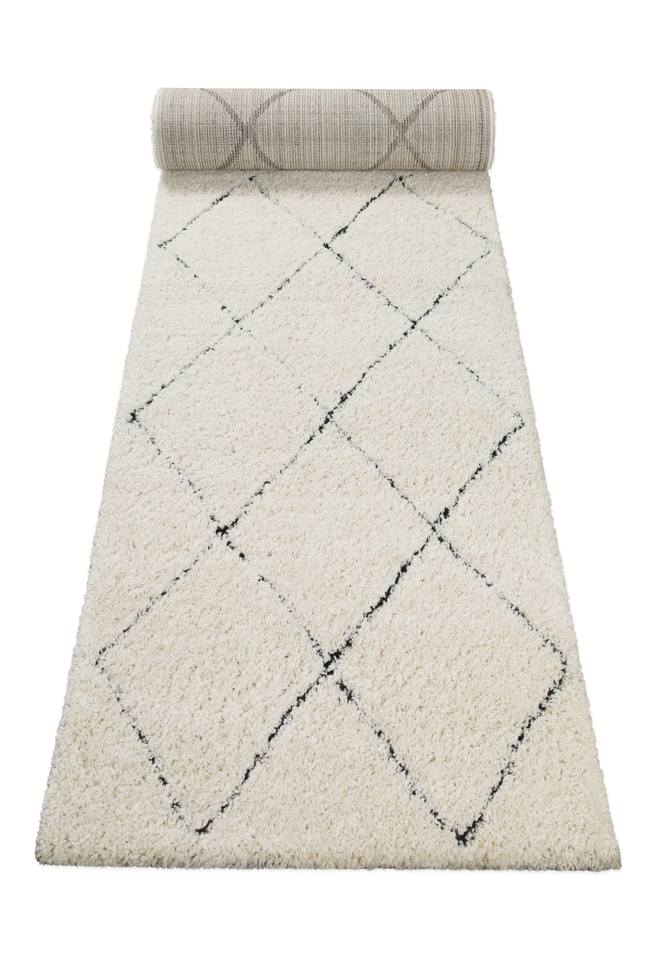 Wecon Home Studio Two Hochflorteppich, 80 x 400 cm, Creme beige | moderner Hochflor Teppich, Läufer im Berber Style für Wohnzimmer, Flur, Schlafzimmer
