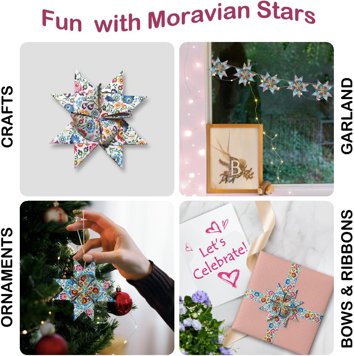 Danish Folk Art Patterned Paper Strips for Weaving and Stars. 50 strips per pack (1/2 x 19 inch) image 4