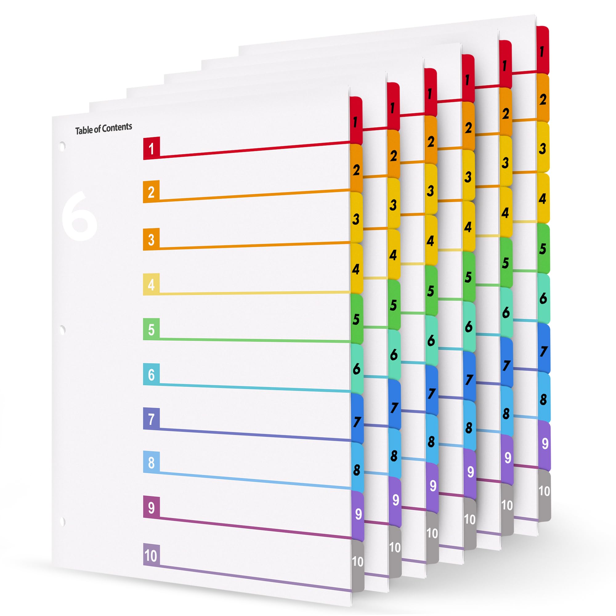 Snapklik.com : Tab Dividers For 3 Ring Binders 6 Sets, 110 Numbered ...