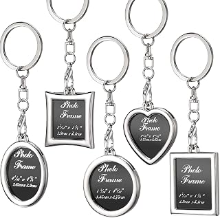 10 Pieces Photo Frame Keychain Metal Frame Keychain, Heart Keyring with Locket Photo Frame for Wedding Gifts