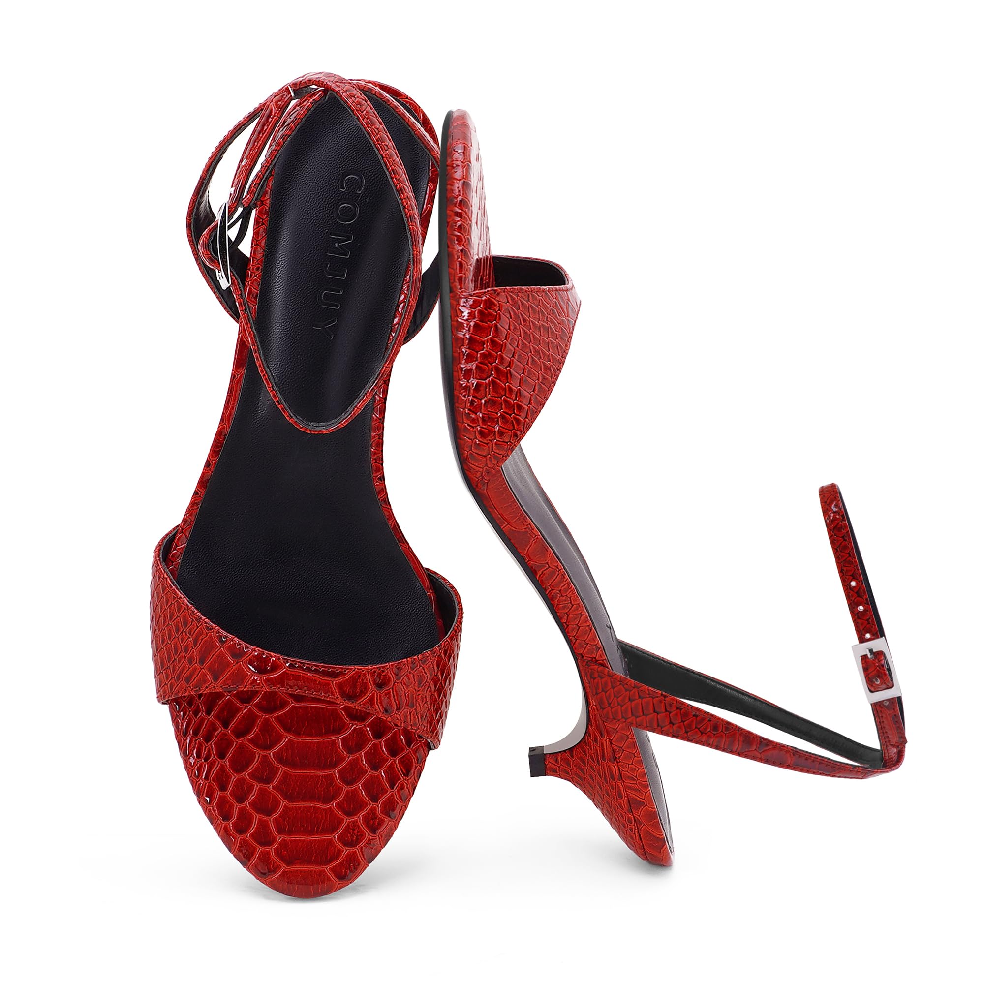 High Heels for Women Peep Pointed Toe Kitten Heeled Sandals
