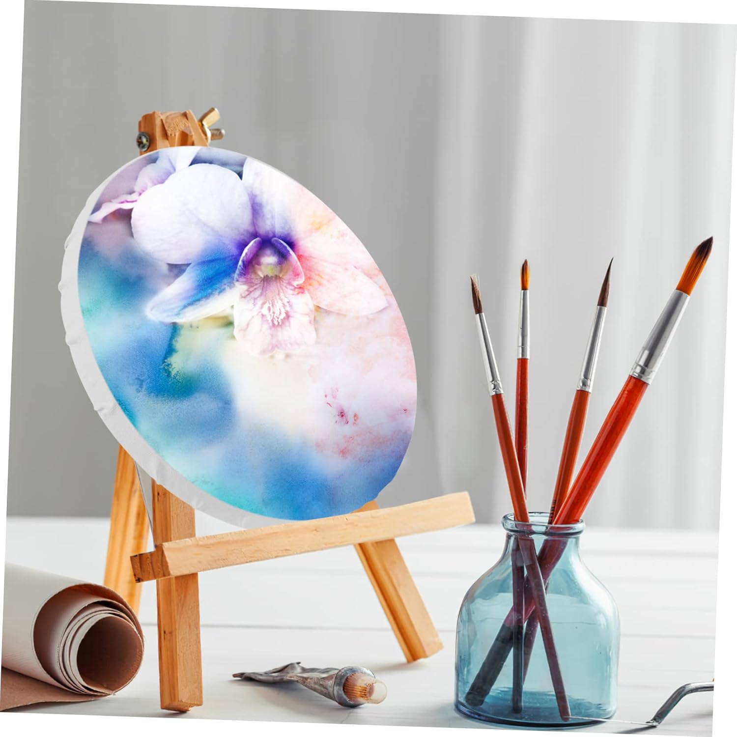 3pcs Round Canvas Boards for Painting, 20x20cm Art Panels