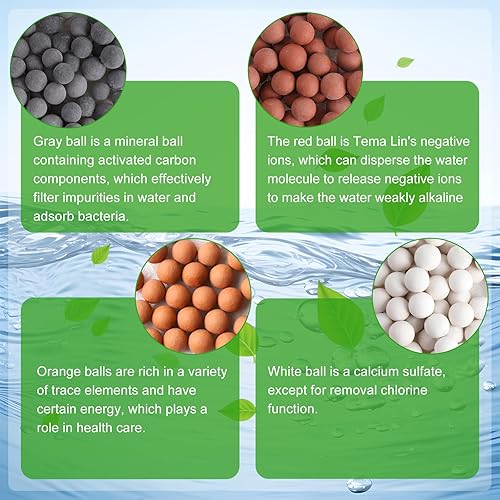 Miniatura 3 de Paquete de 3 cuentas de repuesto para filtro de ducha de cuatro colores, bola de piedra mineral, reemplazo de piedras de repuesto para cabezal de