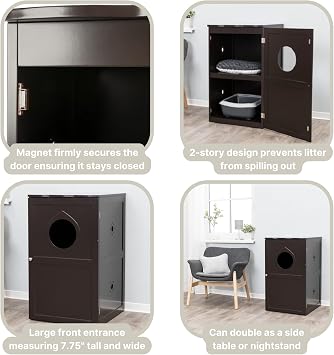 Trixie 2 Story Furniture Litter Box Enclosure (Espresso Brown), Hidden Litter Box for Cats, Double Layer, Big Front Door for Easy Cleaning, Large Hole for Easy Entry, Use as Side Table or Nightstand