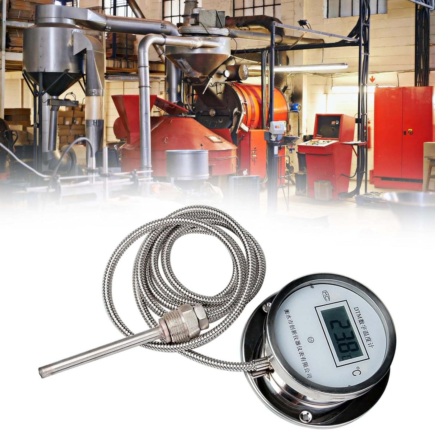 工業用デジタル温度計 ねじ込みプローブシステム ボイラーラインに適したデジタル温度計 工業用鋼製温度計