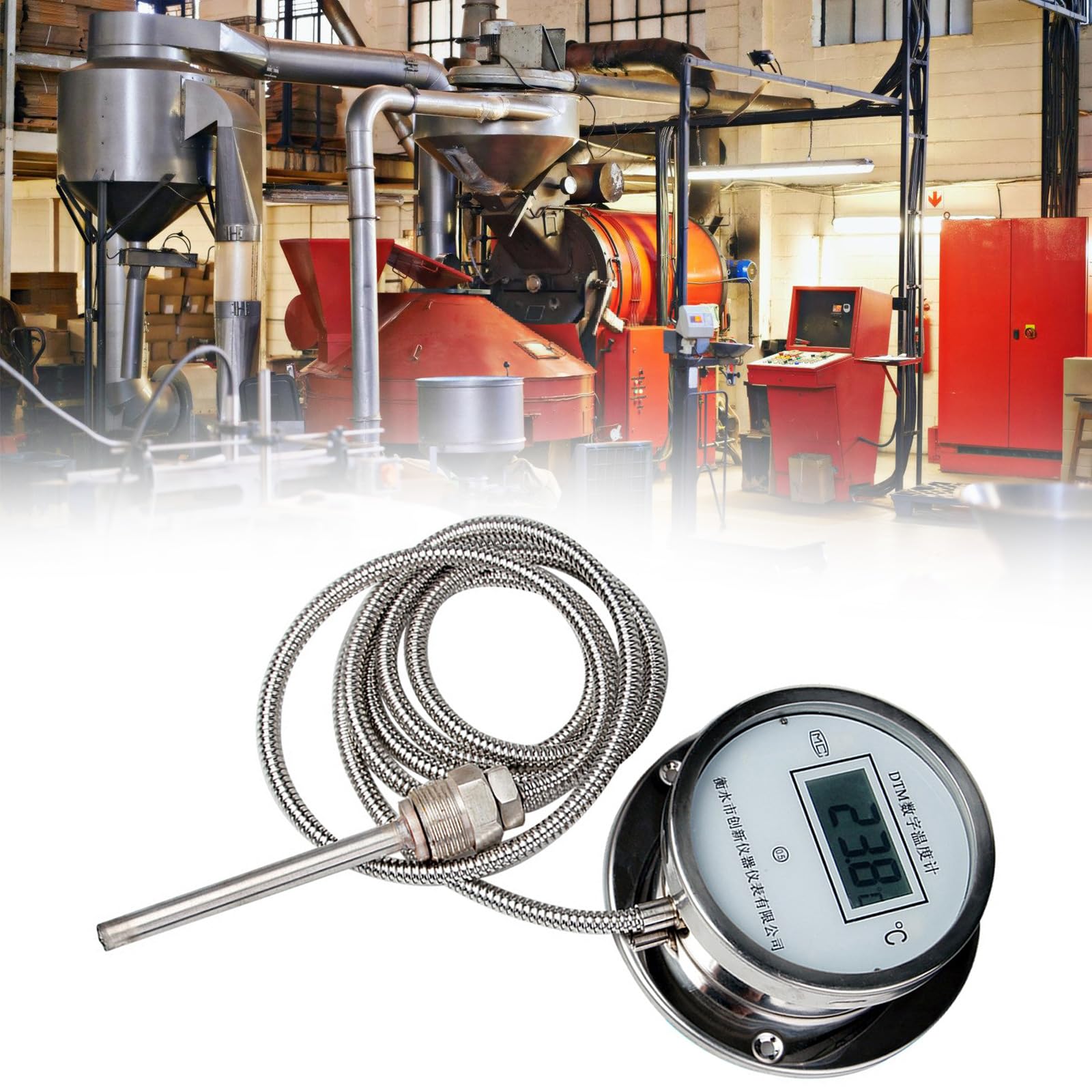 Medidor de temperatura impermeable, sondas roscadas, sensores, termómetros digitales, herramienta de medición de alta precisión para uso en calderas, termómetros de cable de doble capa