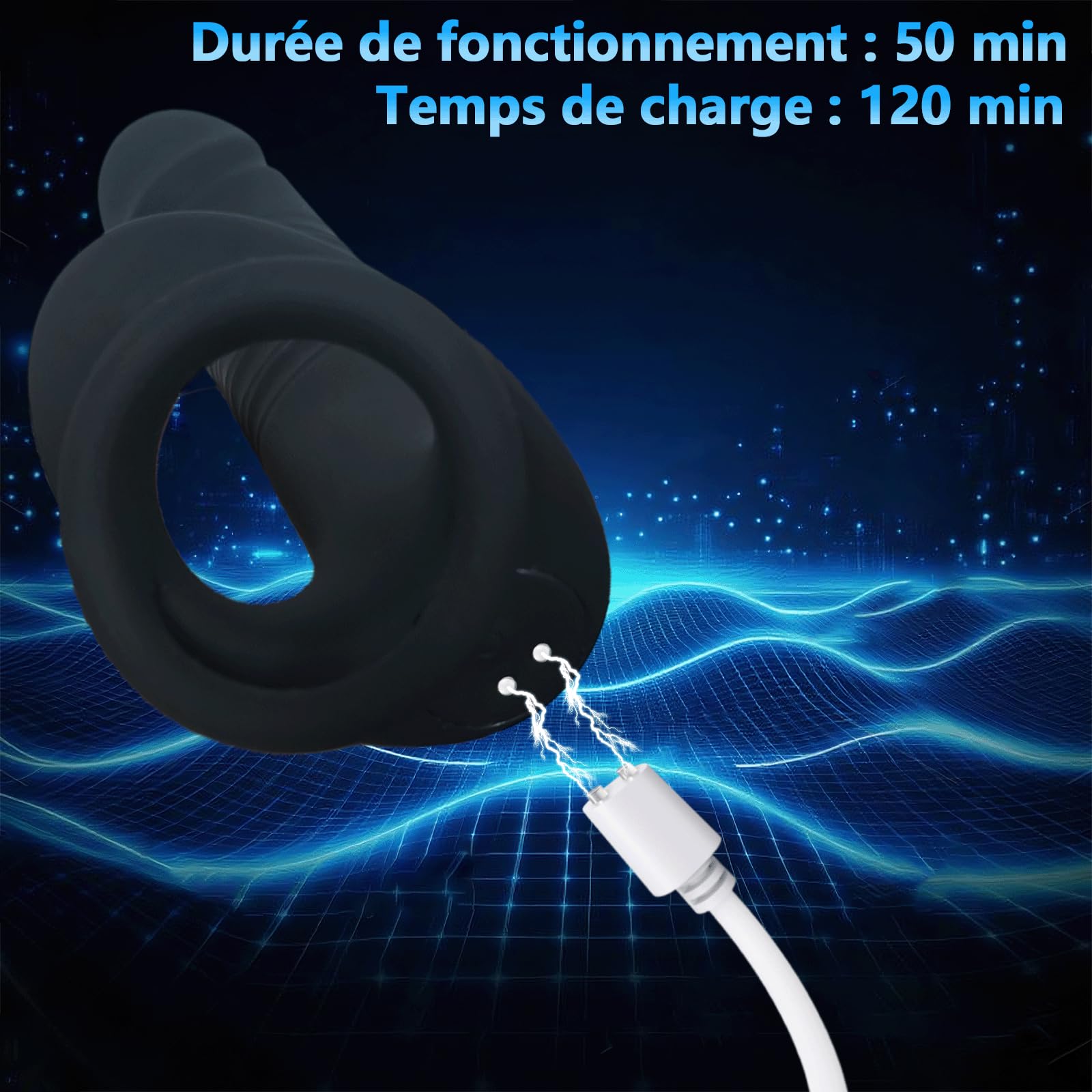 Gode Anal Vibromasseur Anneau Pénien Vibromasseurs Sex Toys Anneaux Pénis | Anals pour Couple avec 10 Modes de Propulsion et 10 Modes de Vibration Cock Ring Sex Toýs Prostate Hommes(Telecommande)