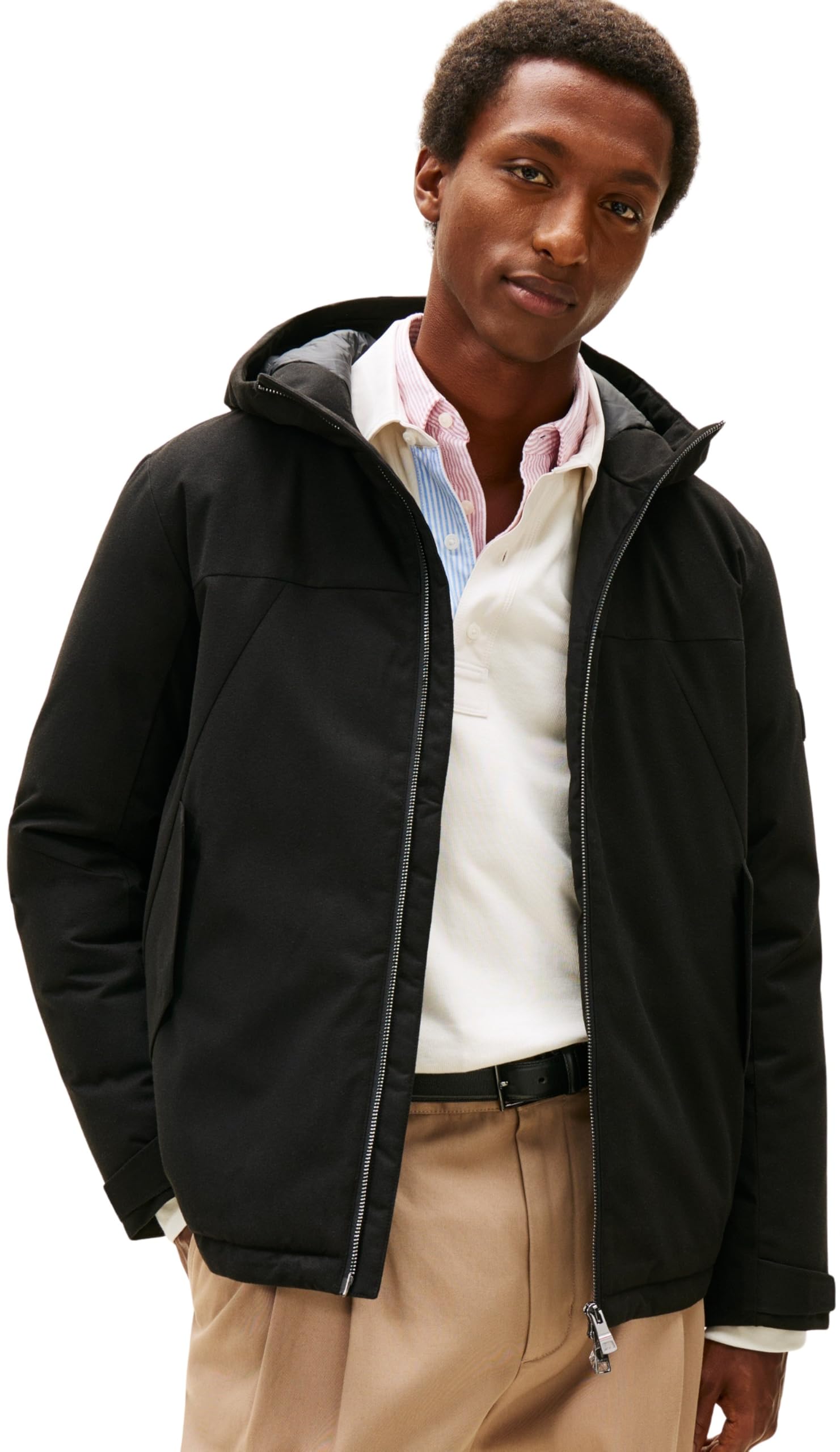 Tommy Hilfiger Tech Herren Jacke mit Kapuze, gepolstert, MW0MW42823, Schwarz, Größe S, Schwarz (Schwarz), S